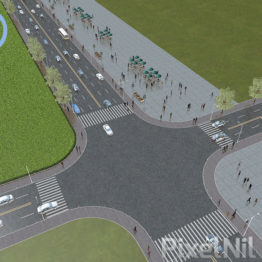 3D model of city street road parts