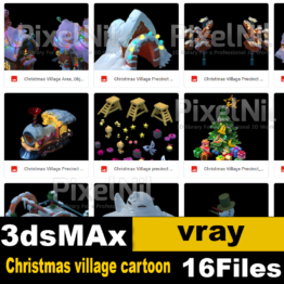 Christmas village cartoon scene 16 sets