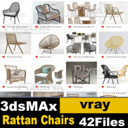 rattan chair 3D model collection