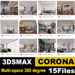 Multi-space interiors 360 degree 3dsmax corona Files