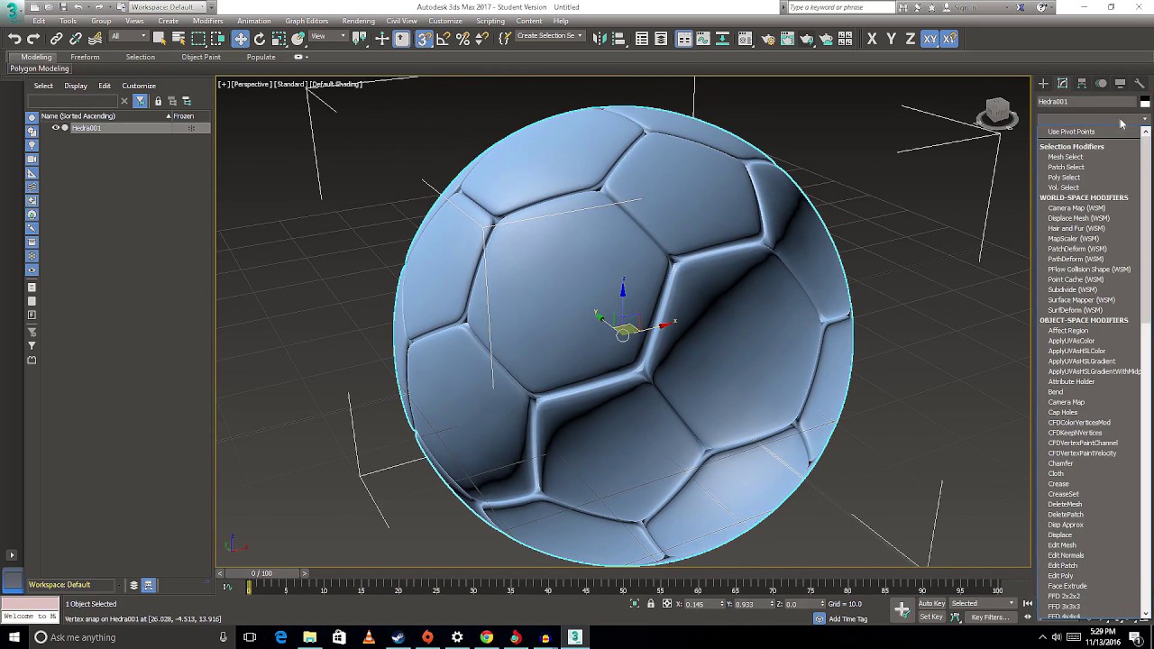 FOOTBALL MODELING WITH MATERIAL IN 3DSMAX 2017 (TOO EASY AND SIMPLE TUTORIAL) [Hindi ] beginner