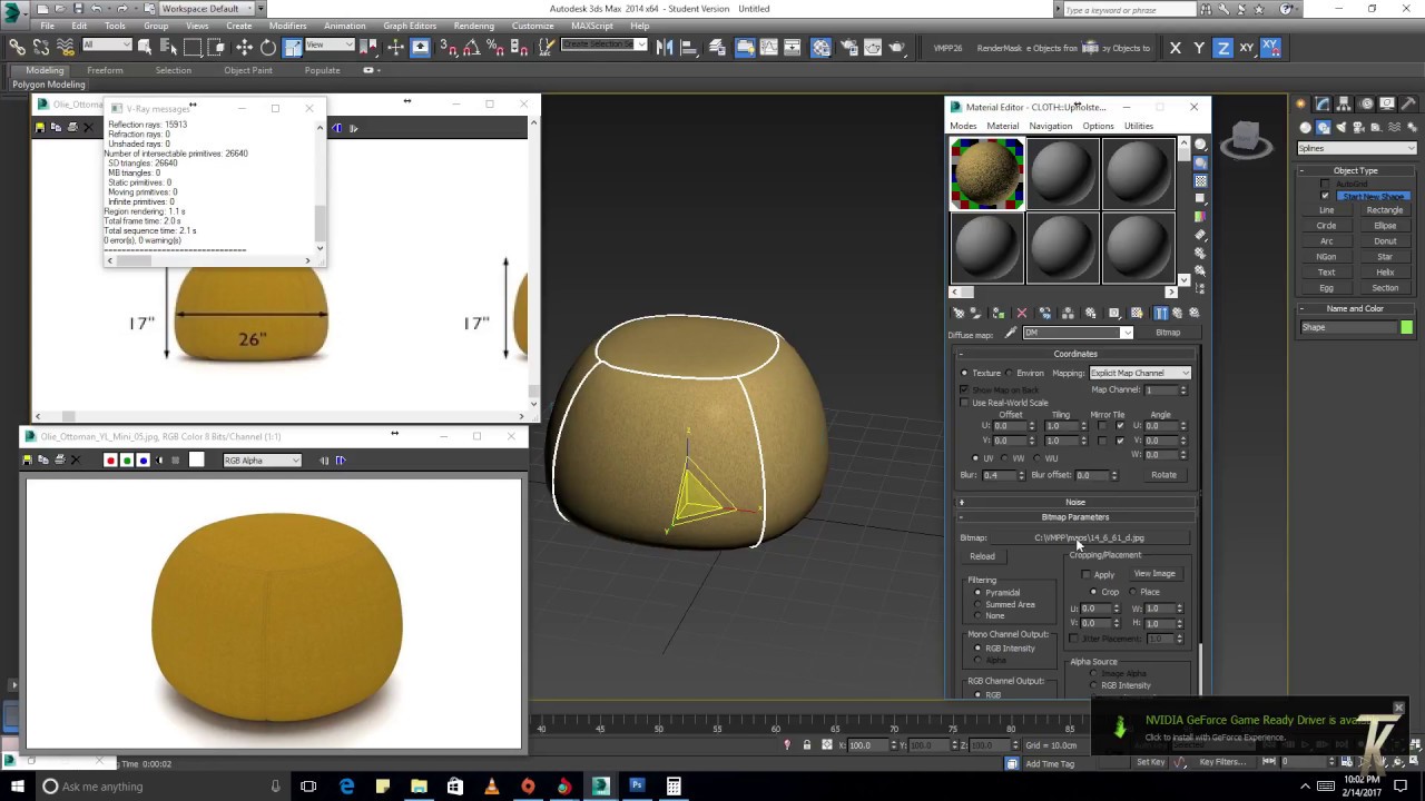 Olie Ottoman 3D Modeling in 3dsmax