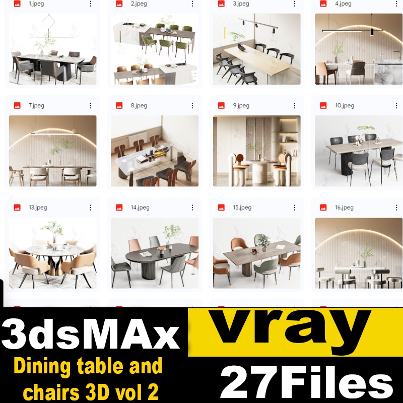 Dining table and chairs 3D vol 2