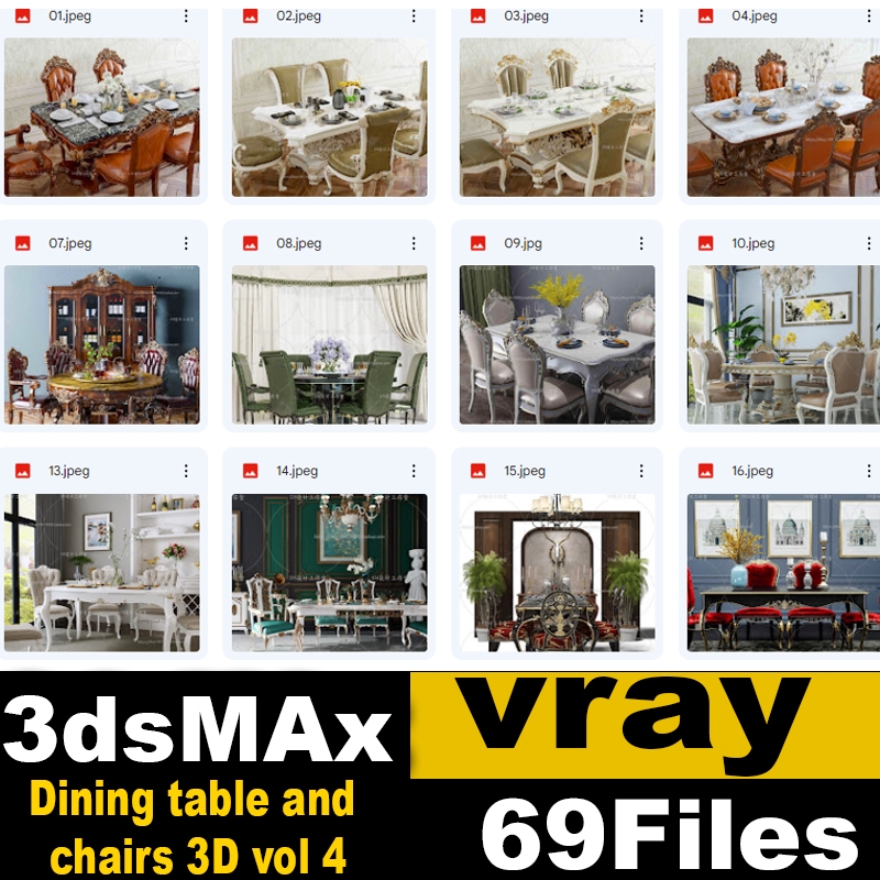 Dining table and chairs 3D vol 4