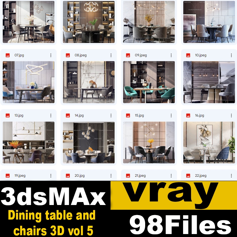Dining table and chairs 3D vol 5