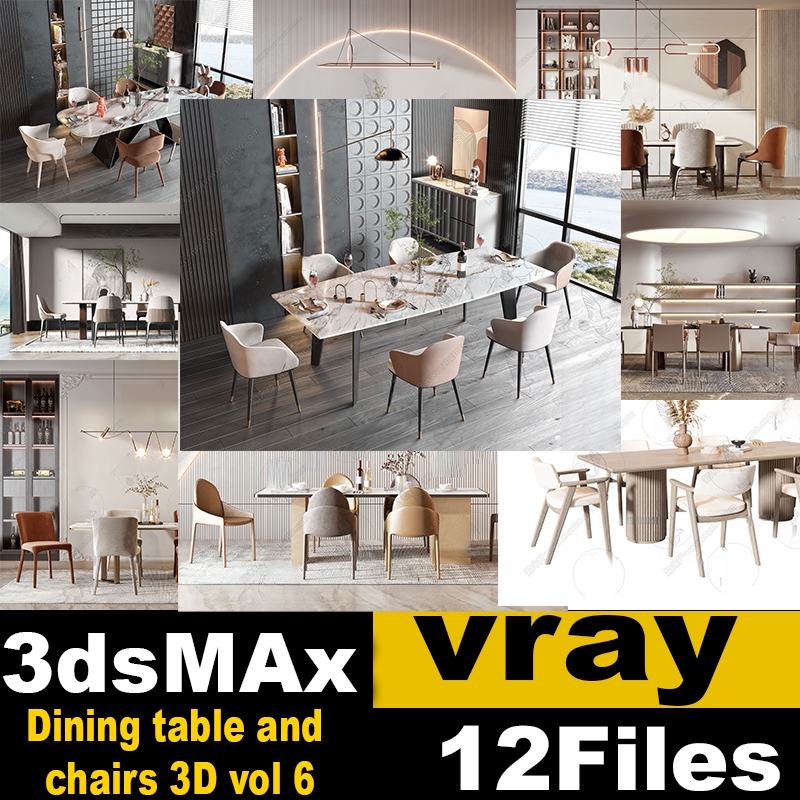 Dining table and chairs 3D vol 6