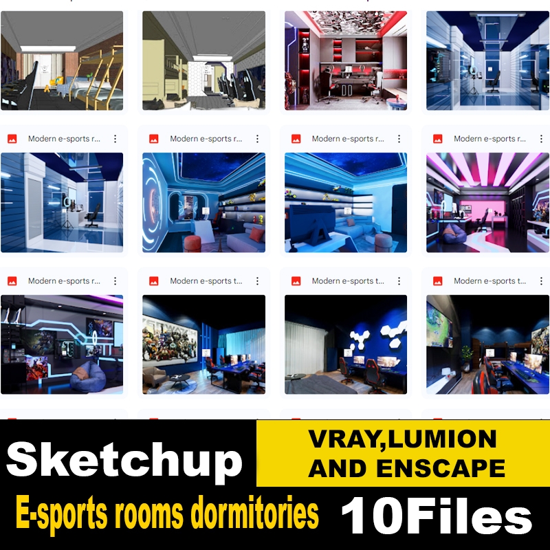 e-sports rooms, 10 dormitories sketchup