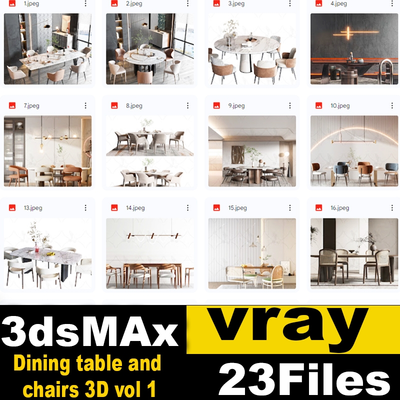Dining table and chairs 3D vol 1