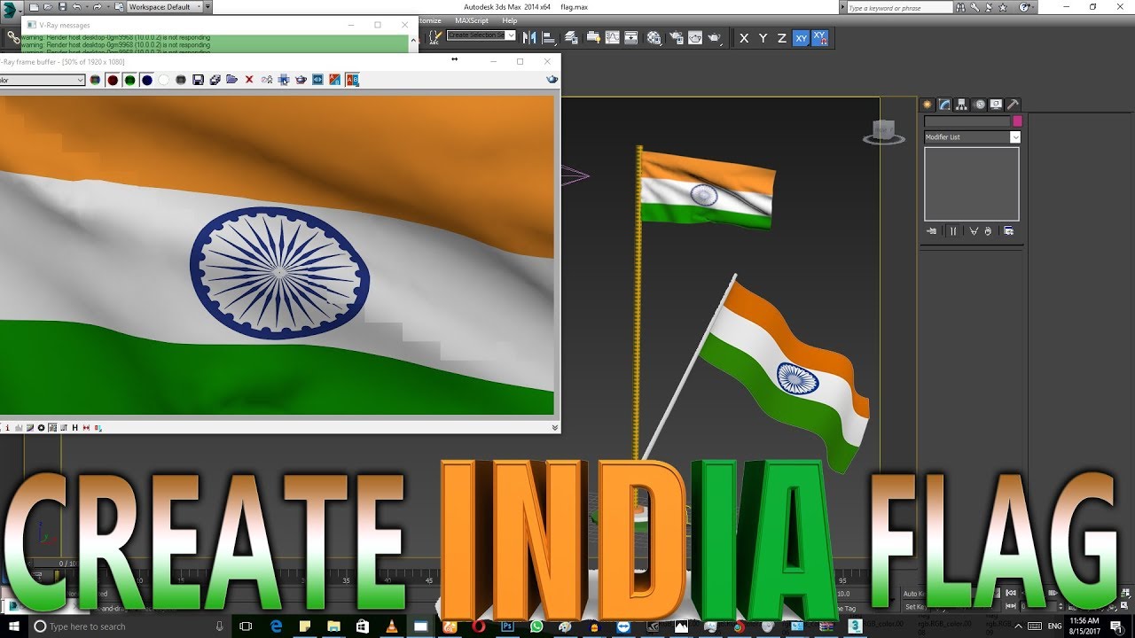 happy independence day Create India Flag in 3dsmax