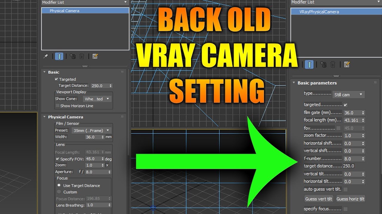 HOW TO BACK OLD V-RAY PHYSICAL CAMERA SETTING ! ON VRAY 3.0 TO 3.6