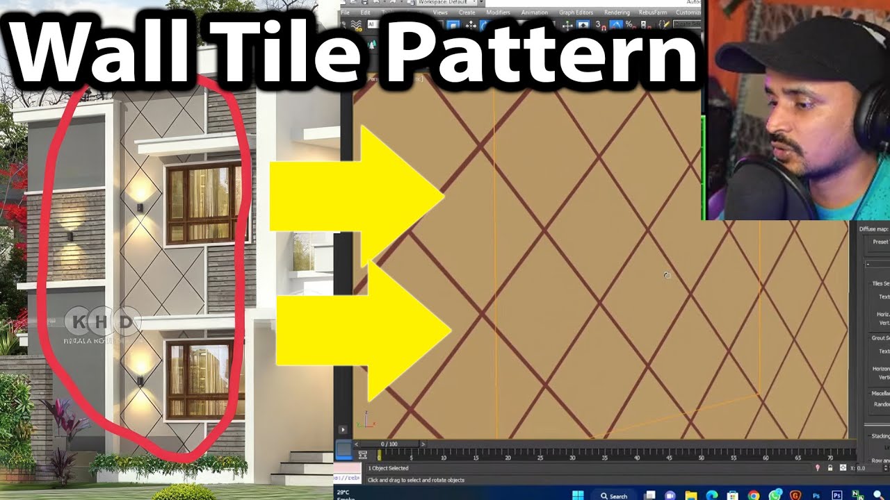 Wall Tile Pattern Design Tutorial for Beginners | kaboomtechx