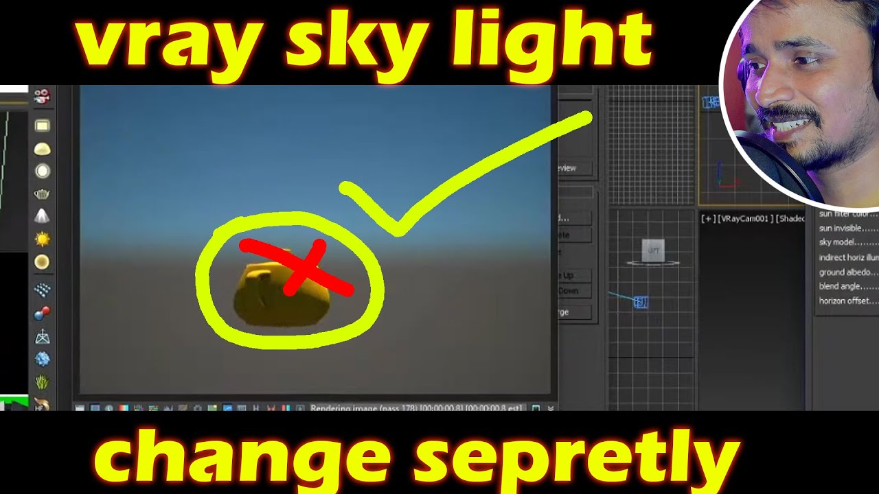 vray sky map brightness control😍🤗🤗  | kaboomtechx