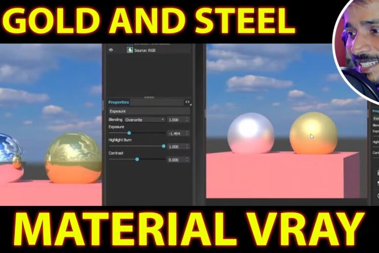 gold and steel 3dsmax vray material| kaboomtechx