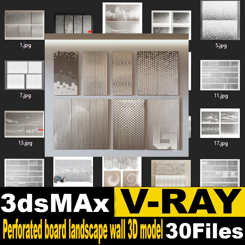 Perforated board landscape wall 3D model