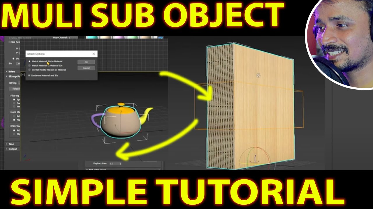 Multi /Sub Object material UVW Map prosses | kaboomtechx