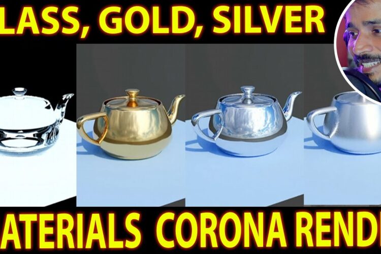 GLASS ,GOLD, SILVER MATERIALS  CORONA RENDER| kaboomtechx