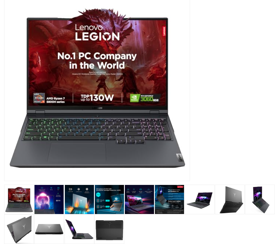 Lenovo Legion 5 Pro AMD Ryzen 7 5800H40cm 500Nits QHD Gaming Laptop(16GB/1TB SSD/RTX 3060 6GB GDDR6 Graphics/165Hz/Windows 11/Office 2021/RGB Backlit/3mnth Xbox Game Pass/Storm Grey/2.45Kg)82JQ00JCIN