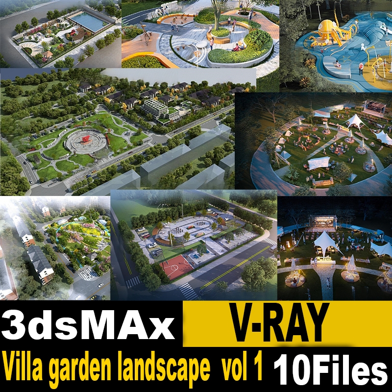 Villa garden 3D landscape model vol 1