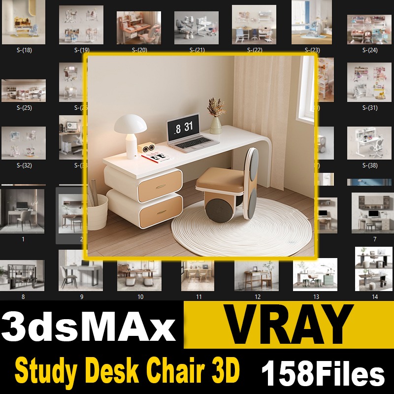 study desk chair 3D